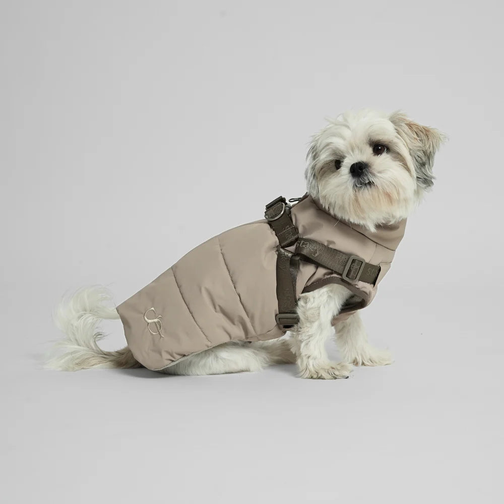 Manteau pour chien Vera avec harnais Sable - Staey