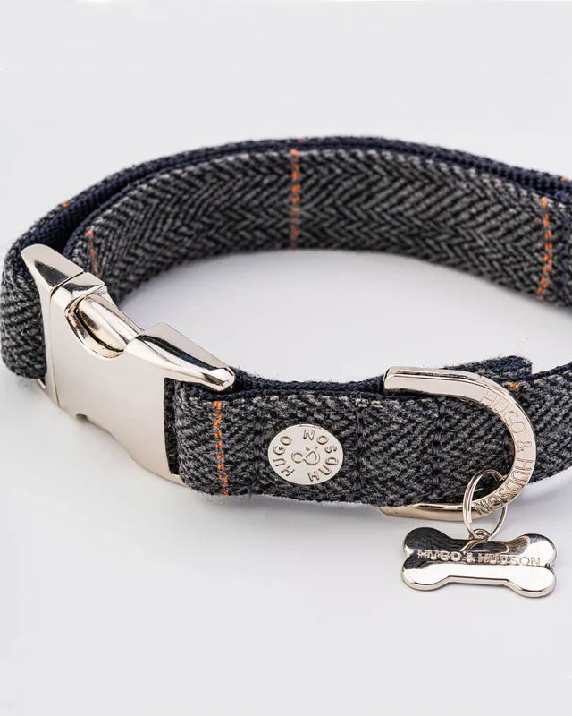 Collier en tweed gris à carreaux - Hugo&Hudson