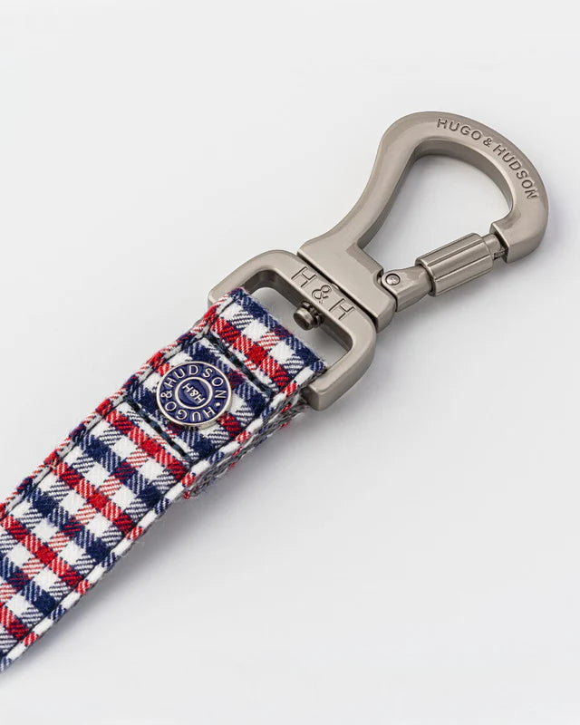Laisse en tissu à carreaux bleu et rouge 120 cm - Hugo&Hudson