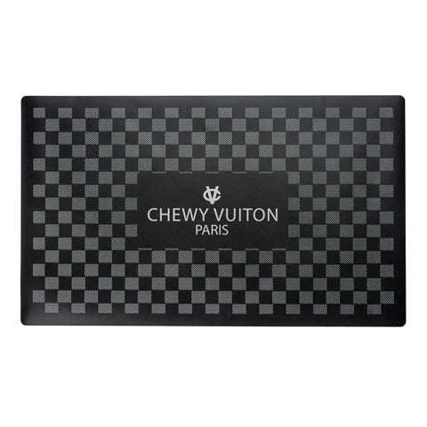 Tapis pour gamelles Chewy Vuiton à carreaux noirs - Haute Diggity Dog