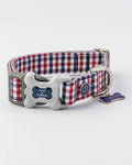 Collier en tissu à carreaux bleu et rouge - Hugo&Hudson