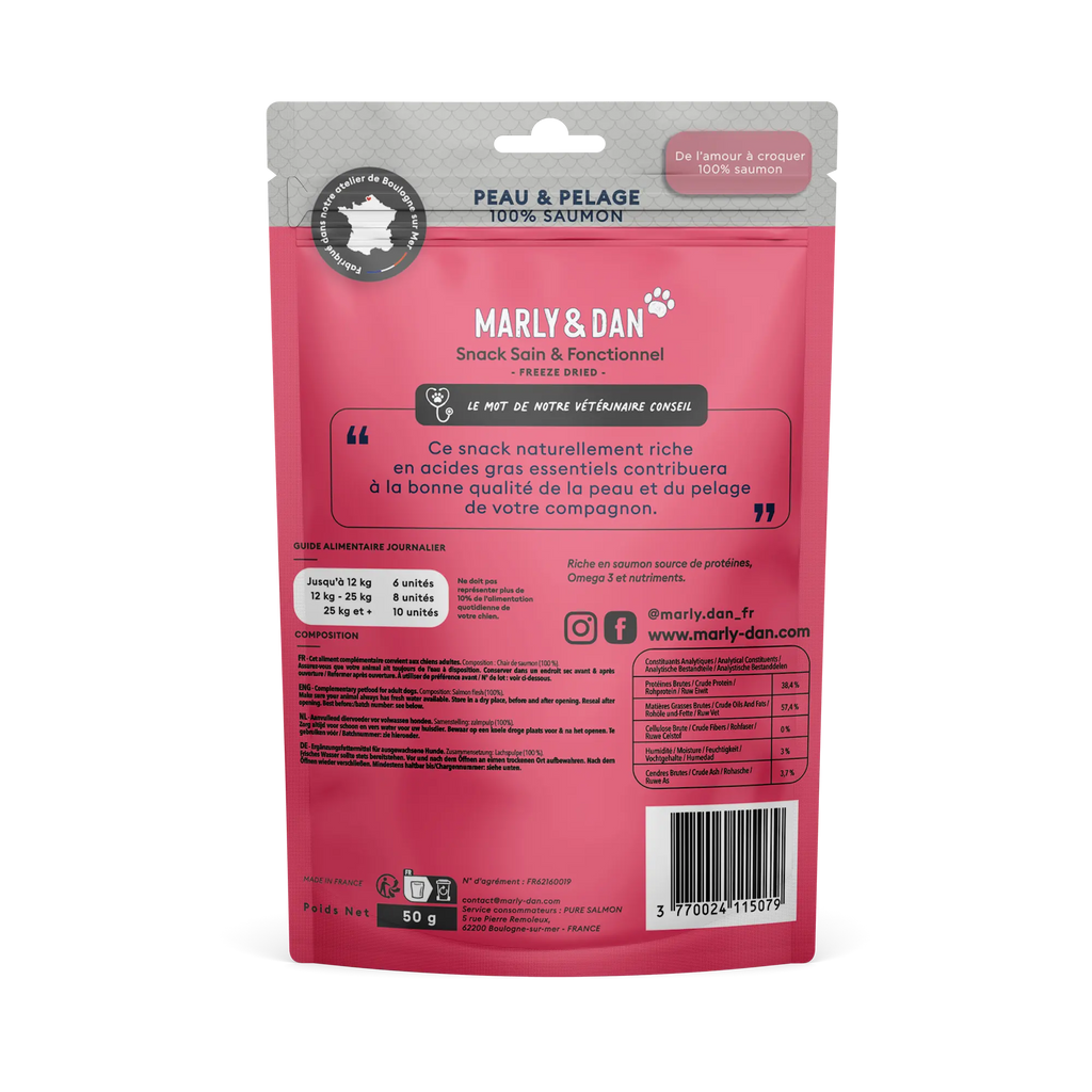 Peau & Pelage 100% saumon pour chien - Marly&Dan