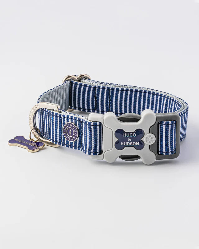 Collier en tissu rayé bleu marine - Hugo&Hudson
