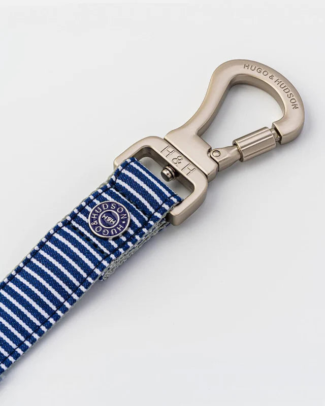 Laisse en tissu rayé bleu marine 120 cm - Hugo&Hudson