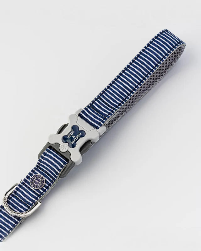 Laisse en tissu rayé bleu marine 120 cm - Hugo&Hudson