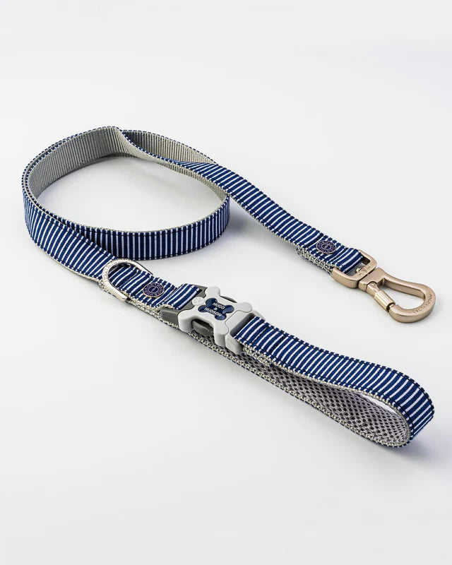 Laisse en tissu rayé bleu marine 120 cm - Hugo&Hudson