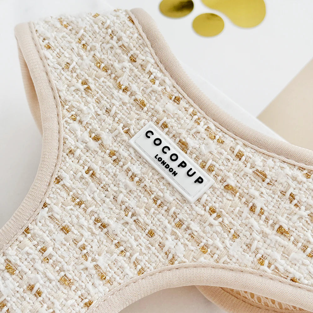 Harnais réglable en tweed texturé vanille - Cocopup London