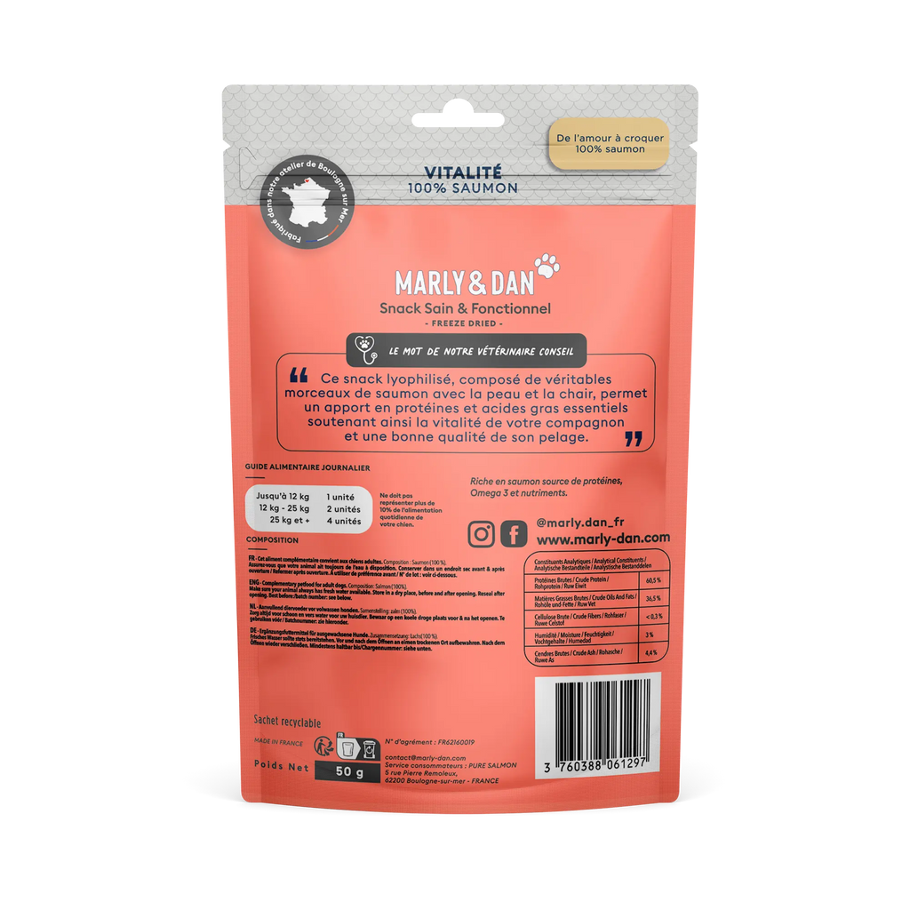 Friandises Vitalité 100% Saumon - Marly&Dan