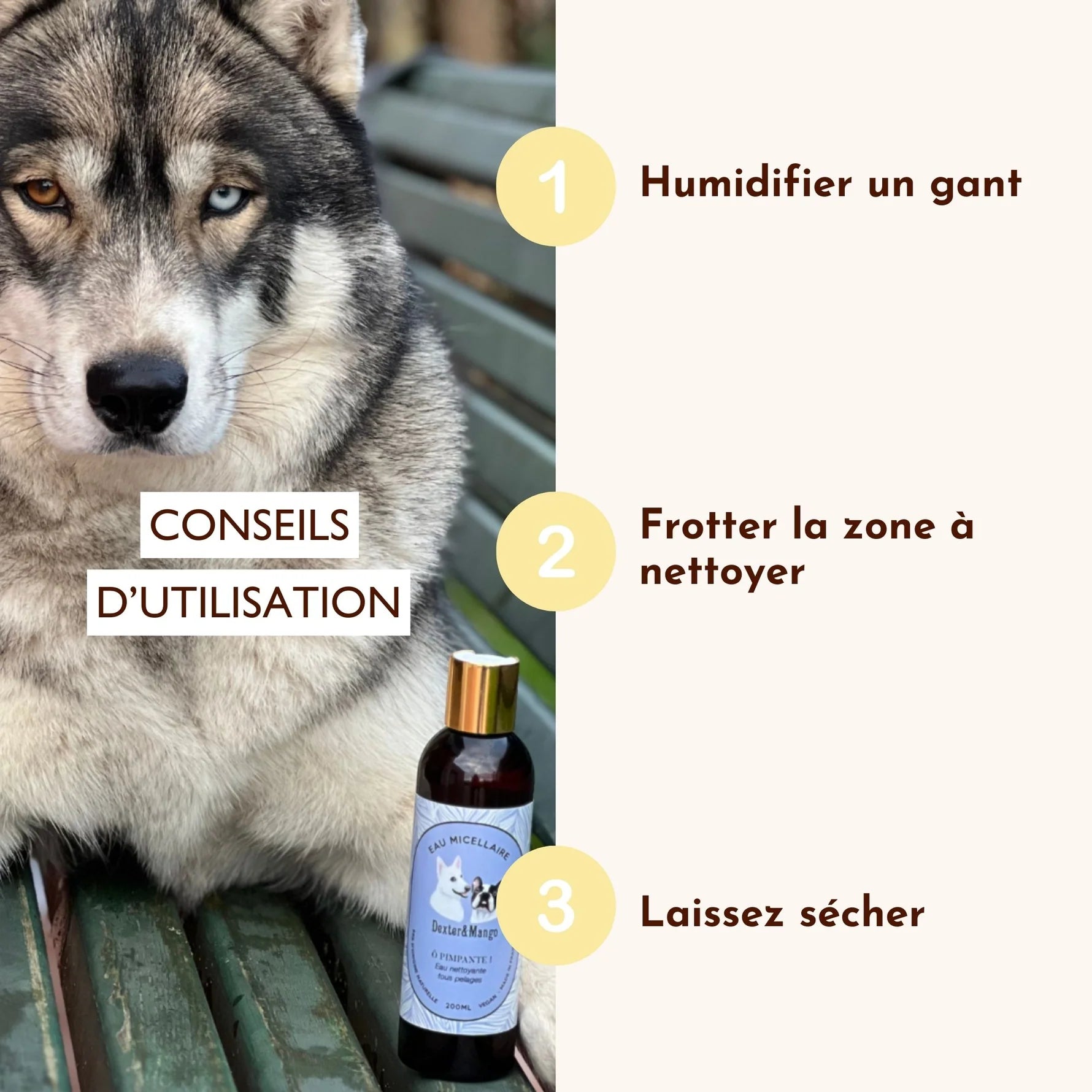 Eau micellaire pour chien nettoyante - Dexter&Mango