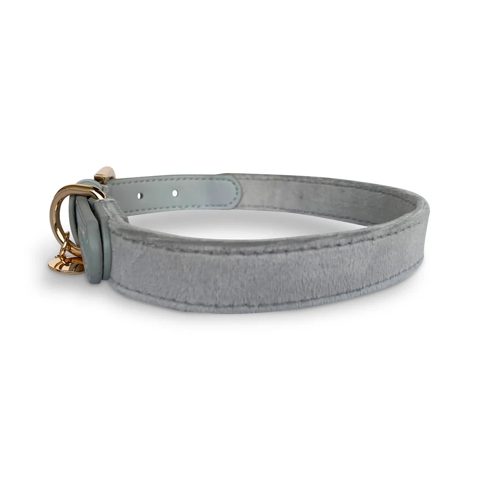 Collier en velours gris - Puppy Bohème